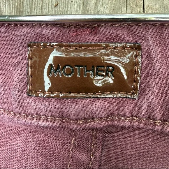Mother The Rocky Rider Skimp High Rise‎ Skinny Jeans Mauve Wine Size 25 - Picture 7 of 12